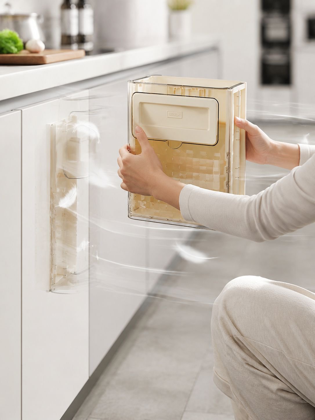 Compact and convenient trash can for cabinet doors