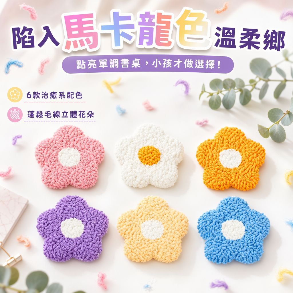 刺繡隔熱杯墊材料包，家用手工刺繡套裝