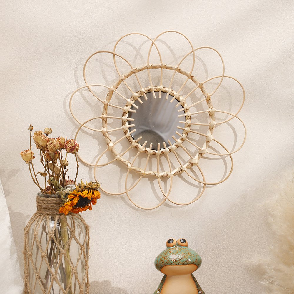 Decoración de espejo de bambú