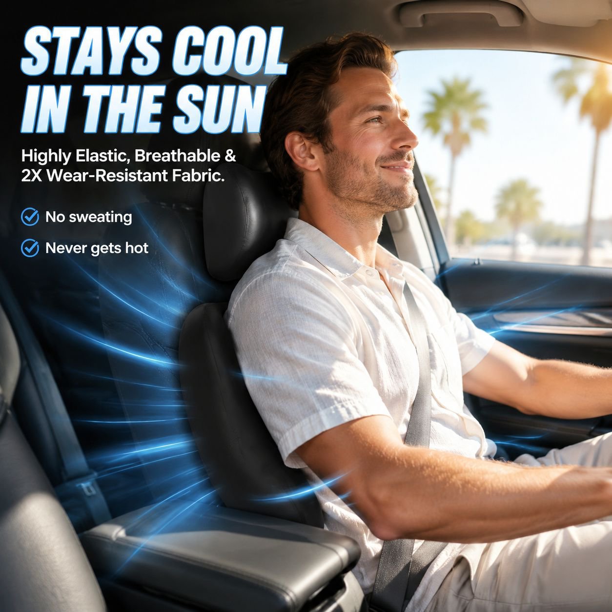 Car Headrest and Lumbar Support Cushion Set with Memory Foam
