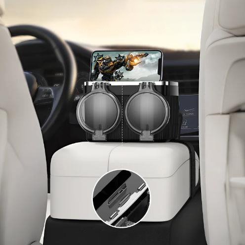 Car Armrest Box Upgraded 2 in 1 Storage Cup Holder Tissue Box