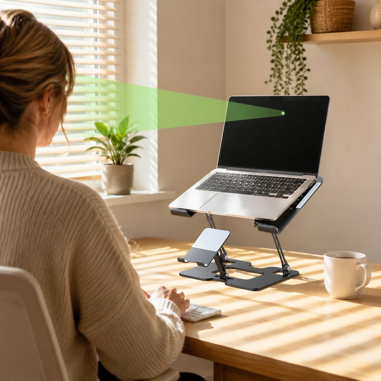 Adjustable elevated stand for laptops with silent fan