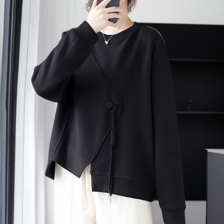 패션 캐주얼 여성 스웨터 통근 여성 상의 가을 겨울 단추 루즈핏 빅사이즈 나른한 맨투맨