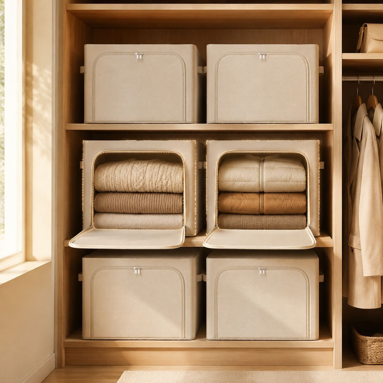 Foldable multi-purpose storage box in living room