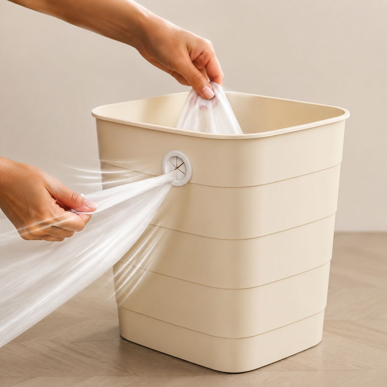 Household trash can with minimalist design