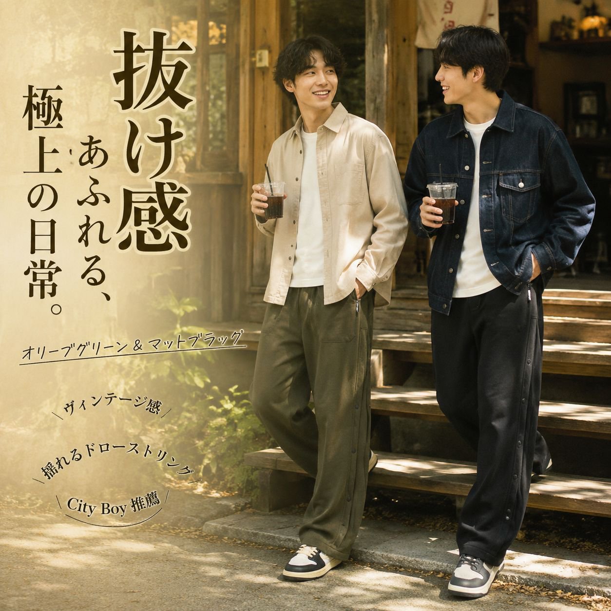 春秋メンズハイストリートルーズストレートスポーツカジュアルパンツ