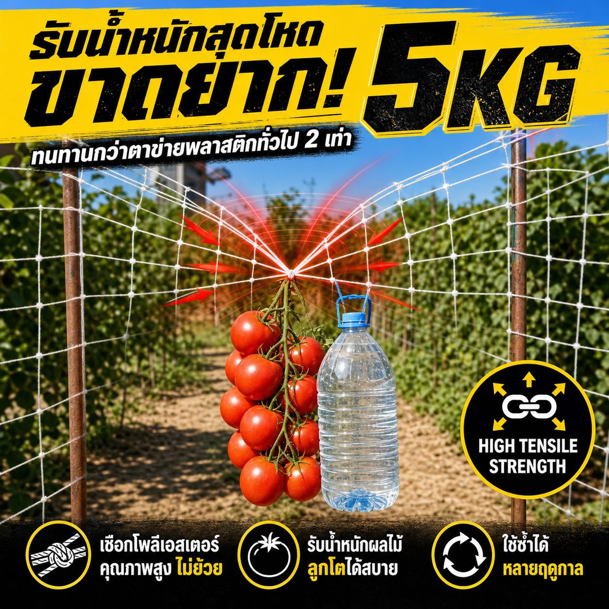 ตาข่ายปีนต้นไม้ DIY สำหรับสวน ขนาด 5x15 ฟุต