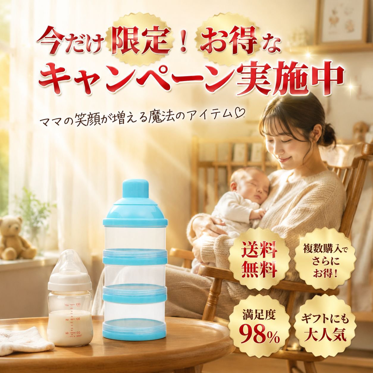 3層分けミルクパウダー容器