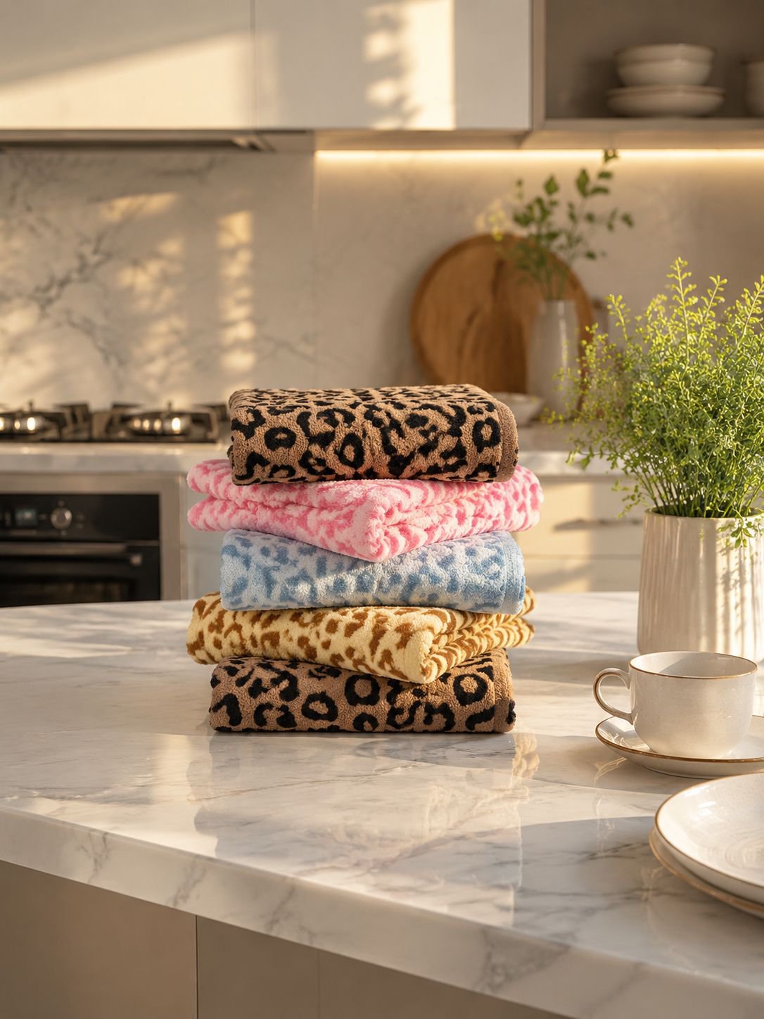 Paño doméstico grueso y resistente con estampado animal print
