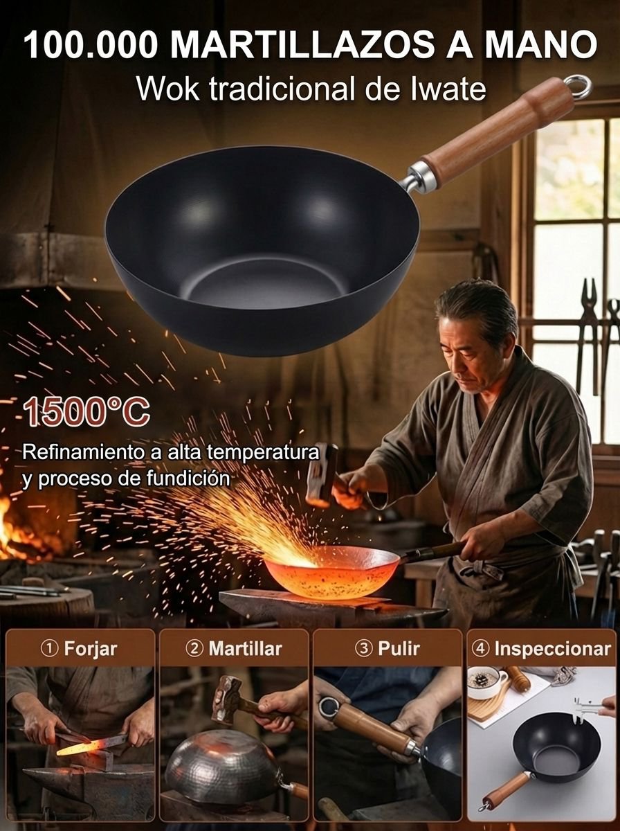 Arte de forja japonesa: Olla tradicional de hierro fundido para generaciones