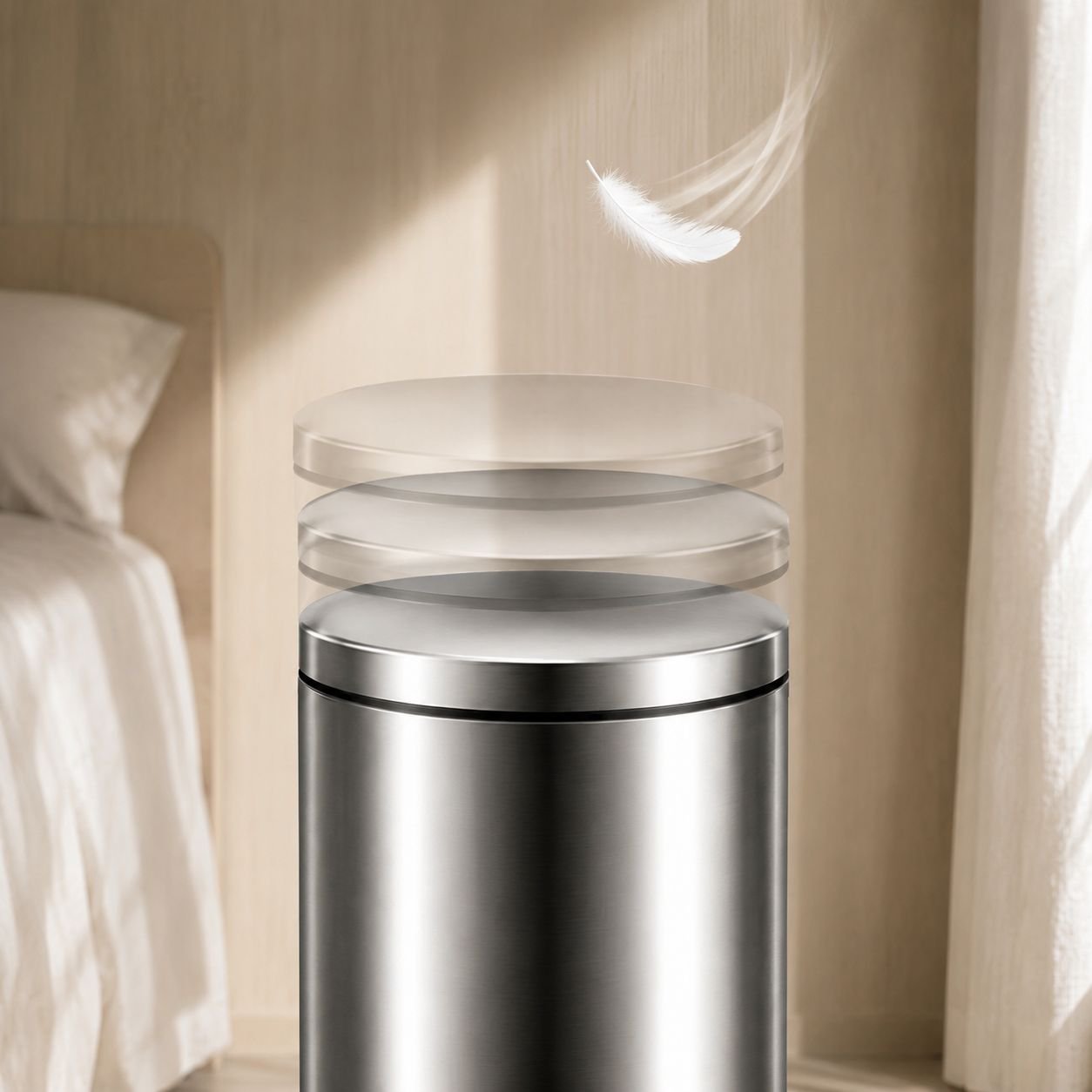 Modern stainless steel pedal trash can