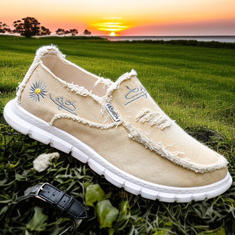 편안한 쿠션창 패브릭 슈즈 측면 이미지