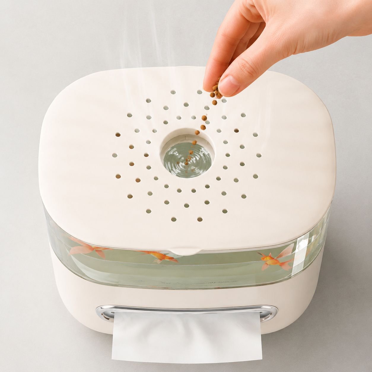 Caja de pañuelos de escritorio transparente tipo pecera, multifuncional y de gran capacidad