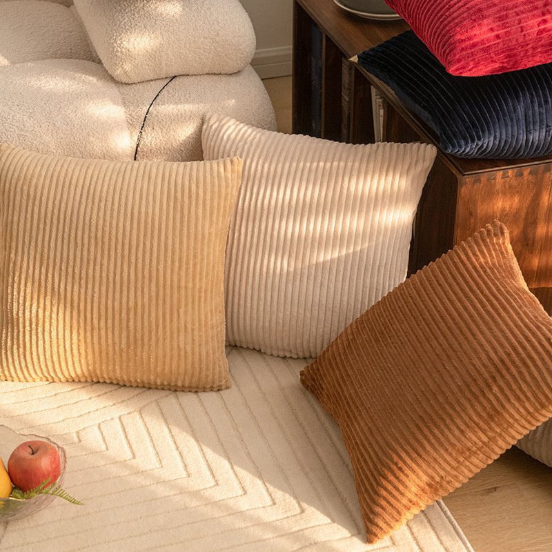 Sofa Cushion Solid Color Striped Bedside Cushion Welfare Pillow Cover Back Cushion Striped Cushion