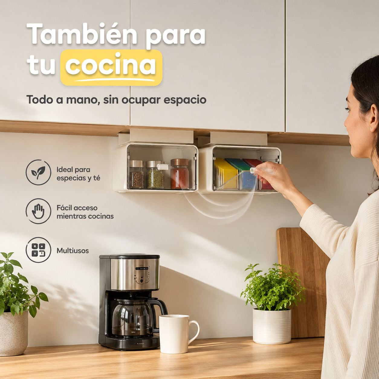 Cajón colgante sin taladrar, estante o gabinete con espejo para tocador