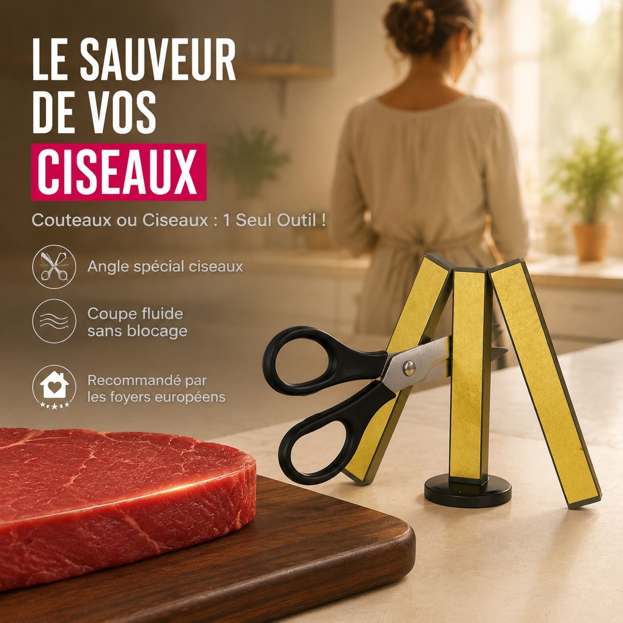Aiguiseur de couteaux à angle fixe pour cuisine domestique