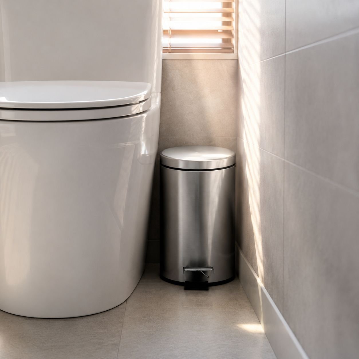 Slow-Close Lid Pedal Trash Can for Kitchen and Bathroom