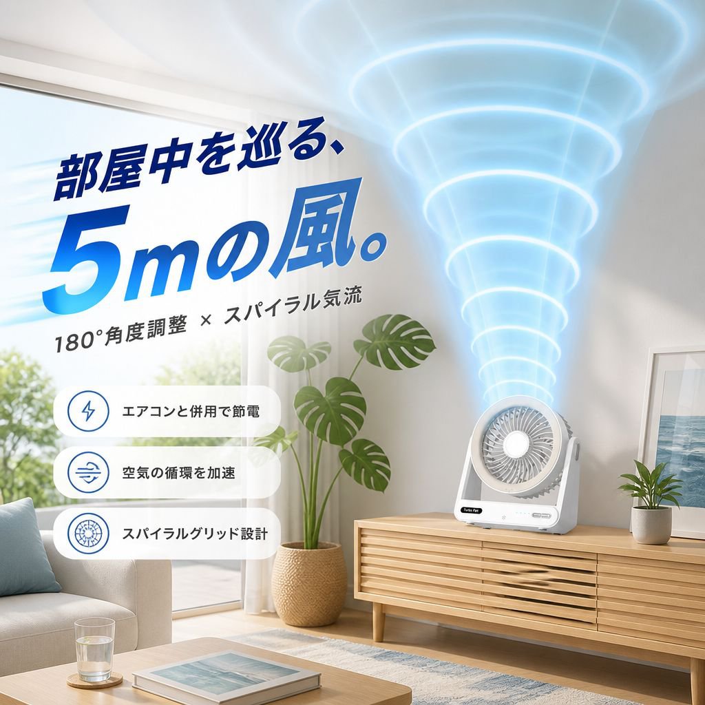 卓上多機能スマートファン コンパクト携帯型 壁掛け&タイマー対応 家庭用サーキュレーター