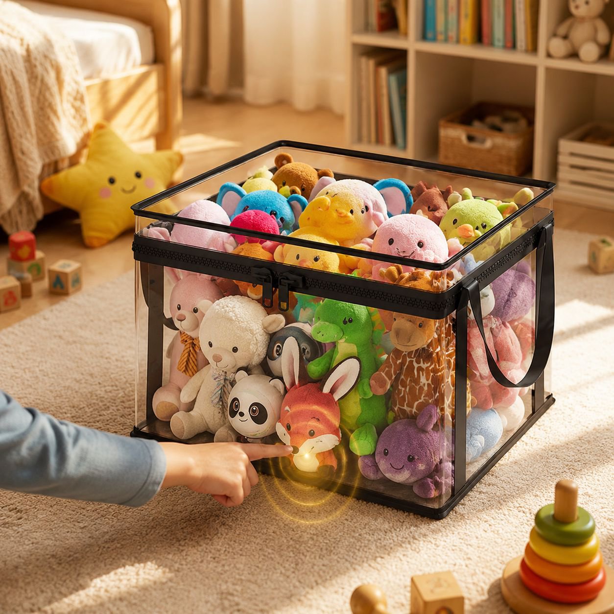 Home Organization Doll Storage Basket with Lid in living room