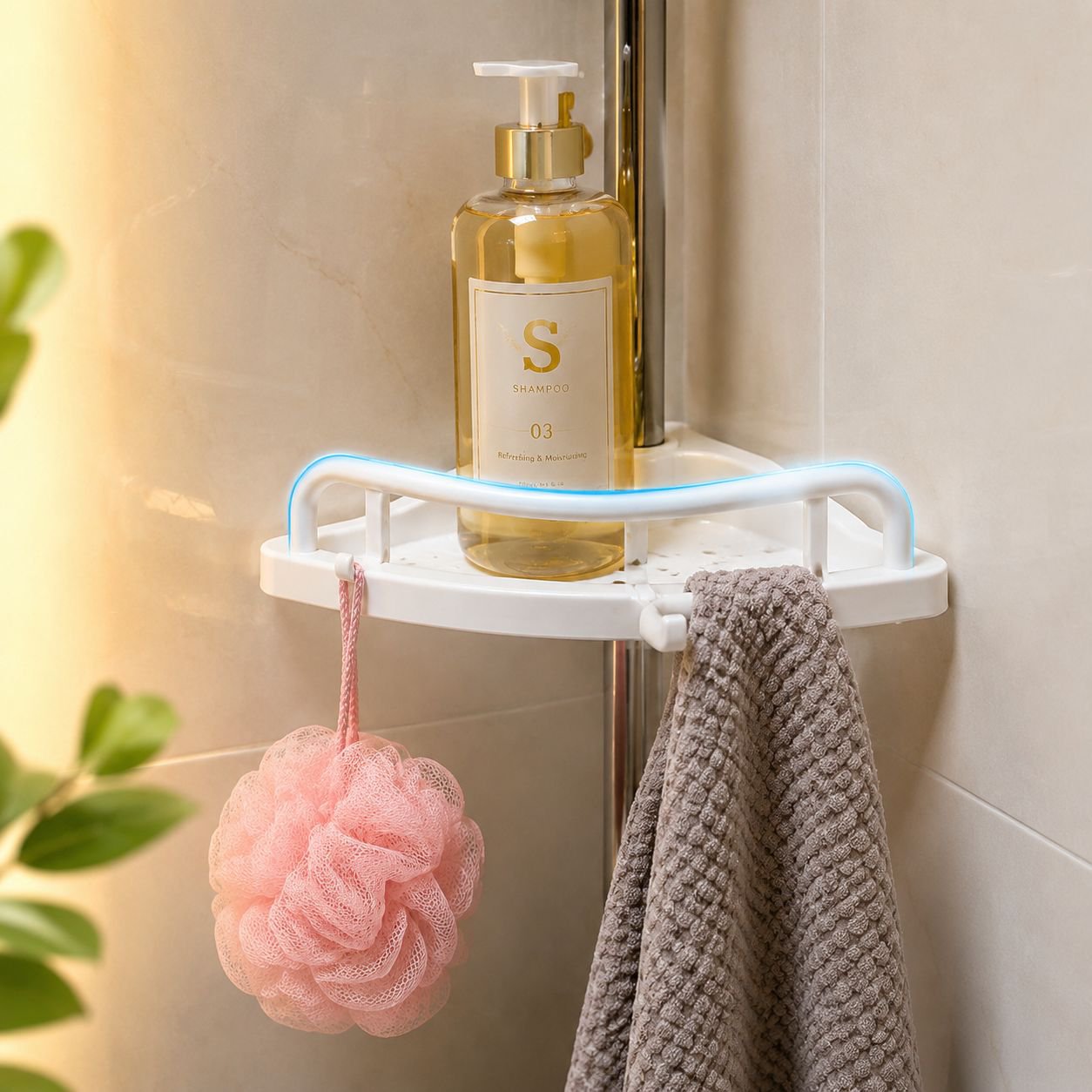 Edelstahl-Badezimmer-Eckregal mit mehreren Ebenen