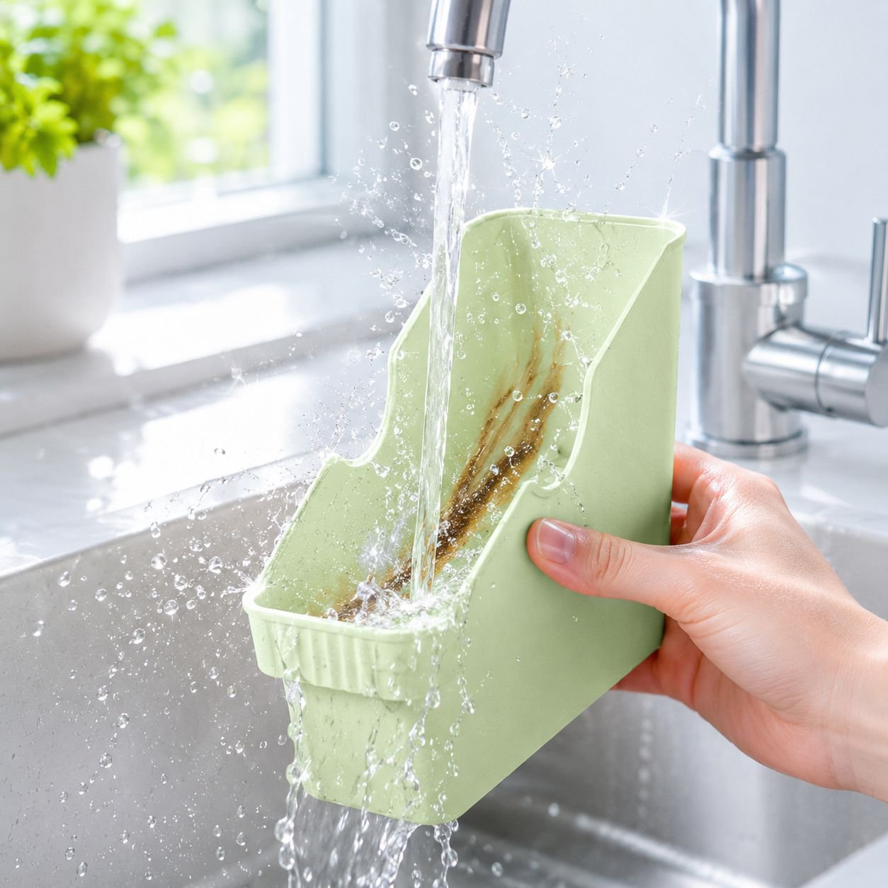 Durable plastic kitchen organizer with knife slots