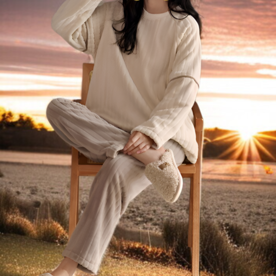 R-パジャマ レディース 冬用 厚手フランネルホームウェア全体画像