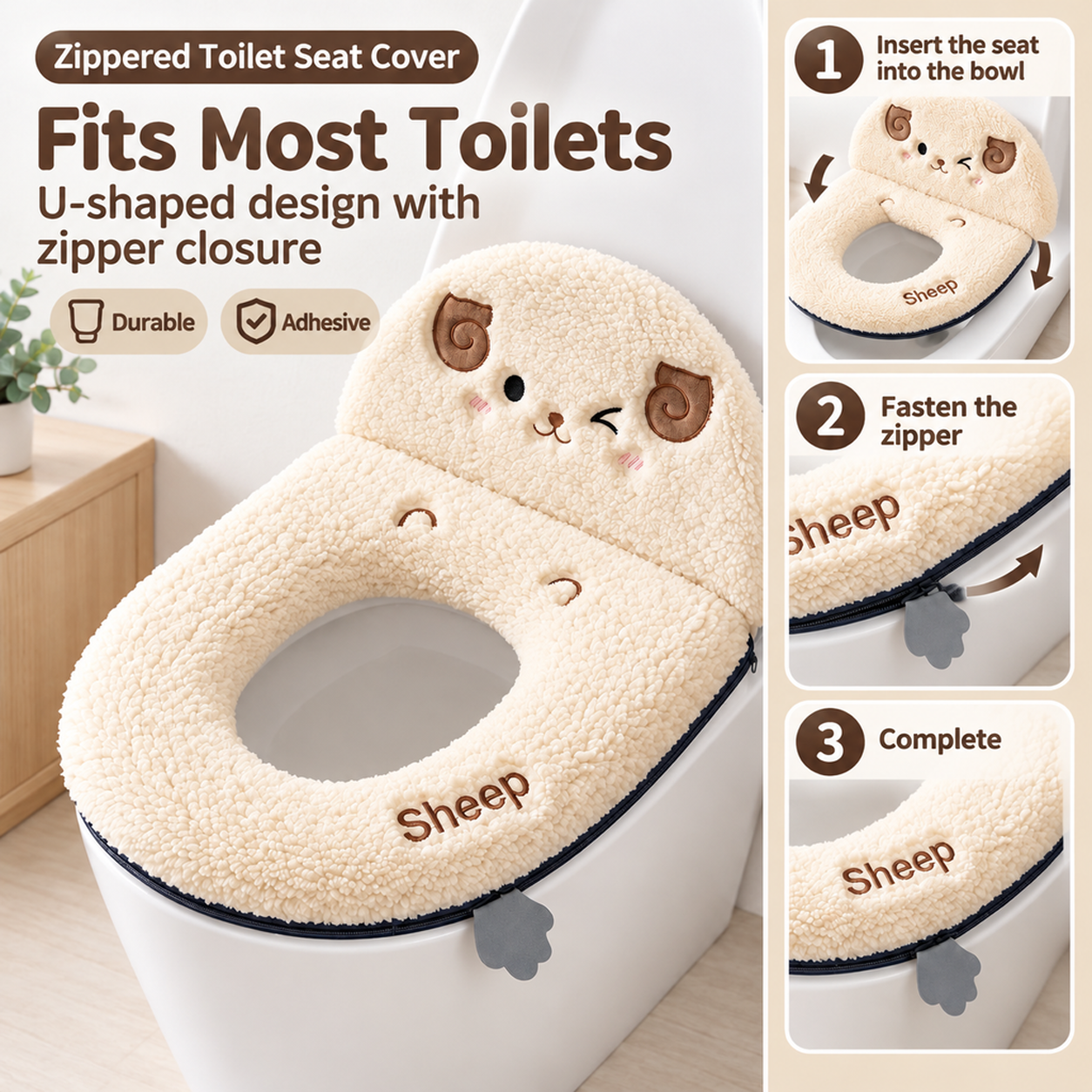 New style toilet seat cushion, cute and thickened plush, washable, suitable for all seasons, perfect