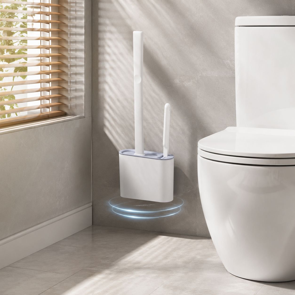 2 Toilet Brushes & 1 Holder Set for Bathroom, Wall Mounted, Flexible Brush Head