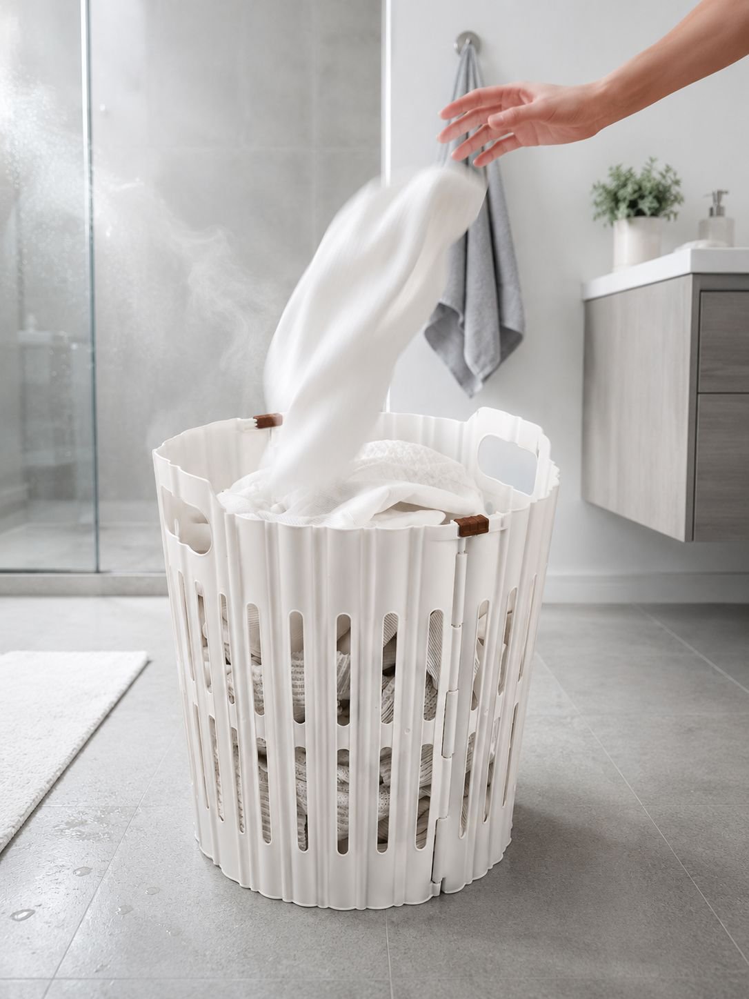 Space-saving foldable laundry basket for small apartments