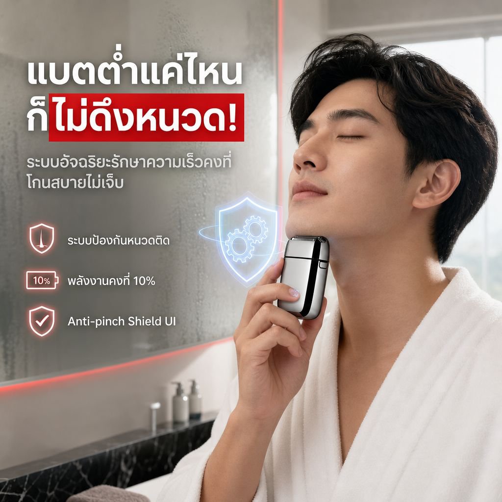 เครื่องโกนหนวดไฟฟ้าแบบสั่นสำหรับผู้ชาย ชาร์จ USB โกนสะอาดไร้รอยต่อ