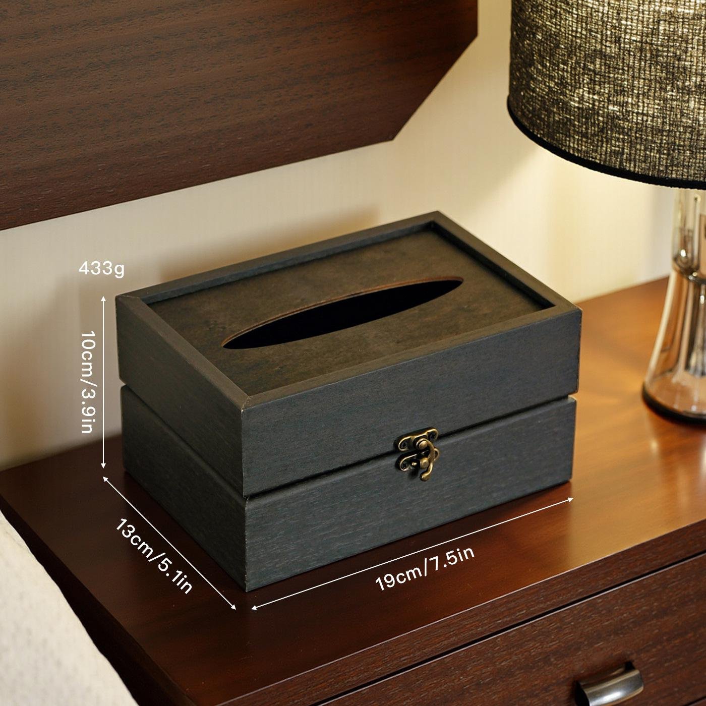 원목 소재의 다기능 티슈 상자