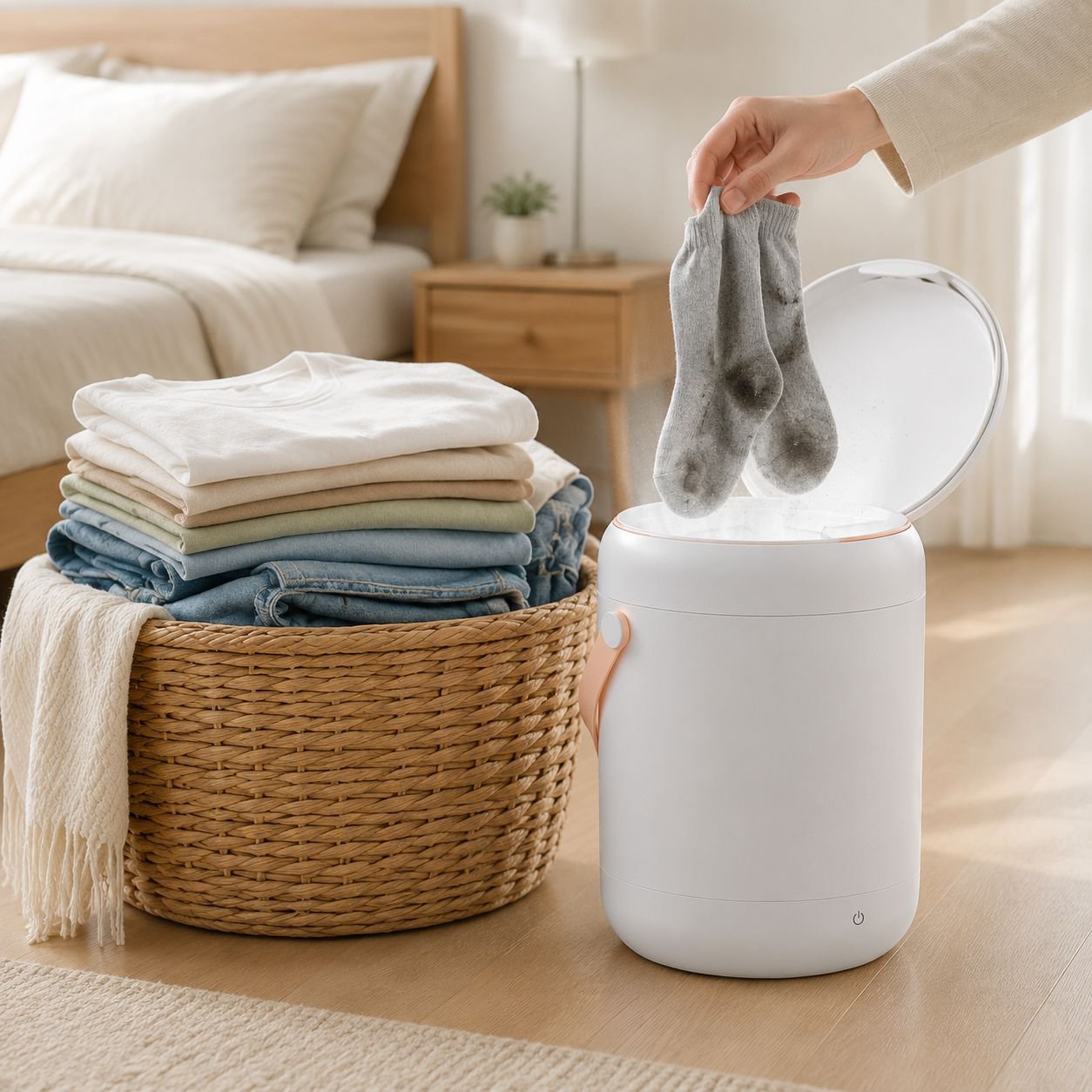 Small antibacterial automatic washing machine front view
