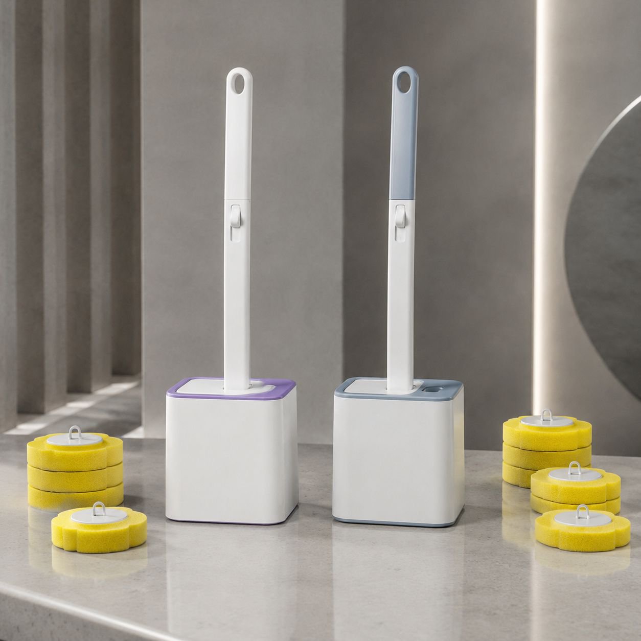 Durable and sleek toilet brush design with lid