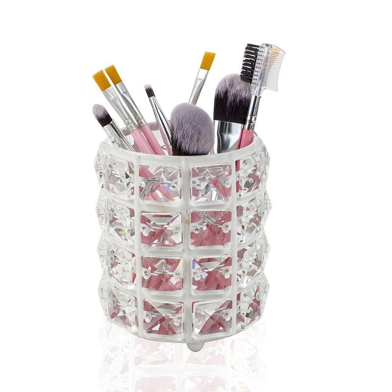 Hot sale crystal pen holder round desktop storage makeup brush holder makeup brush storage pen holde