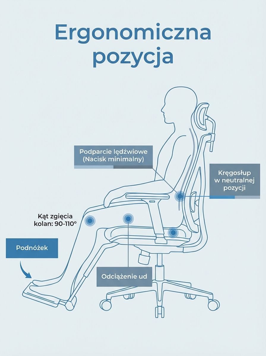 Podnóżek biurowy ergonomiczny pod biurko