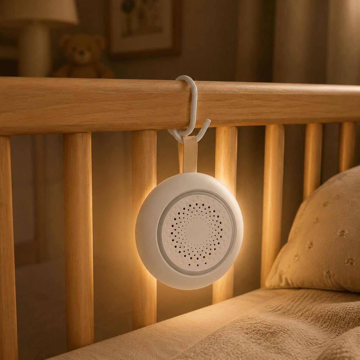 Smart Baby Soothing Device with White Noise, Automatic Cry Detection, Sleep Aid Night Light
