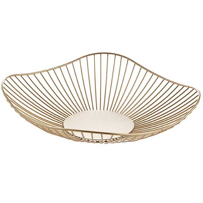 Plato de fruta de hierro forjado con hojas de loto