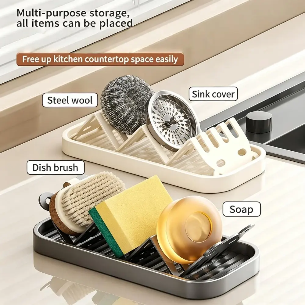 Household stainless steel W-shaped soap dish organizer for home bathroom, drainer tray, soap holder