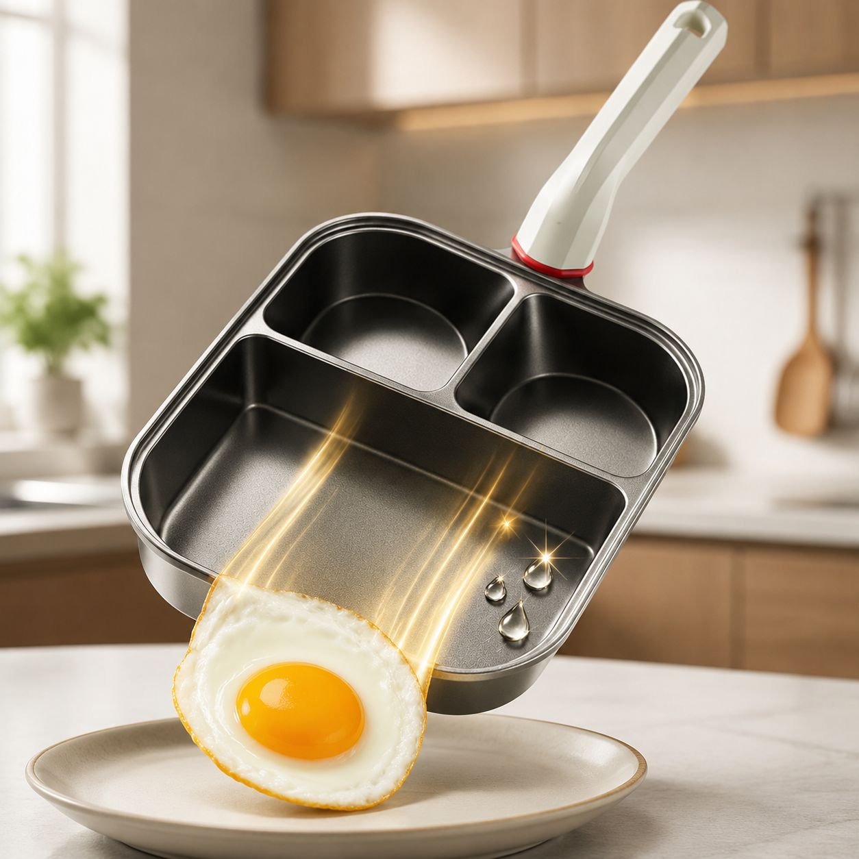 Titanium Three-in-One Breakfast Frying Pan Non-Stick Thickened Deep Egg & Burger Pan