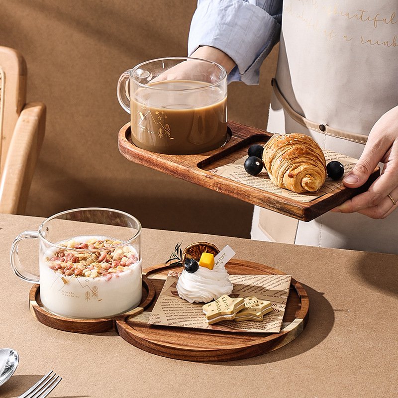 Wooden Tray Water Cup Set