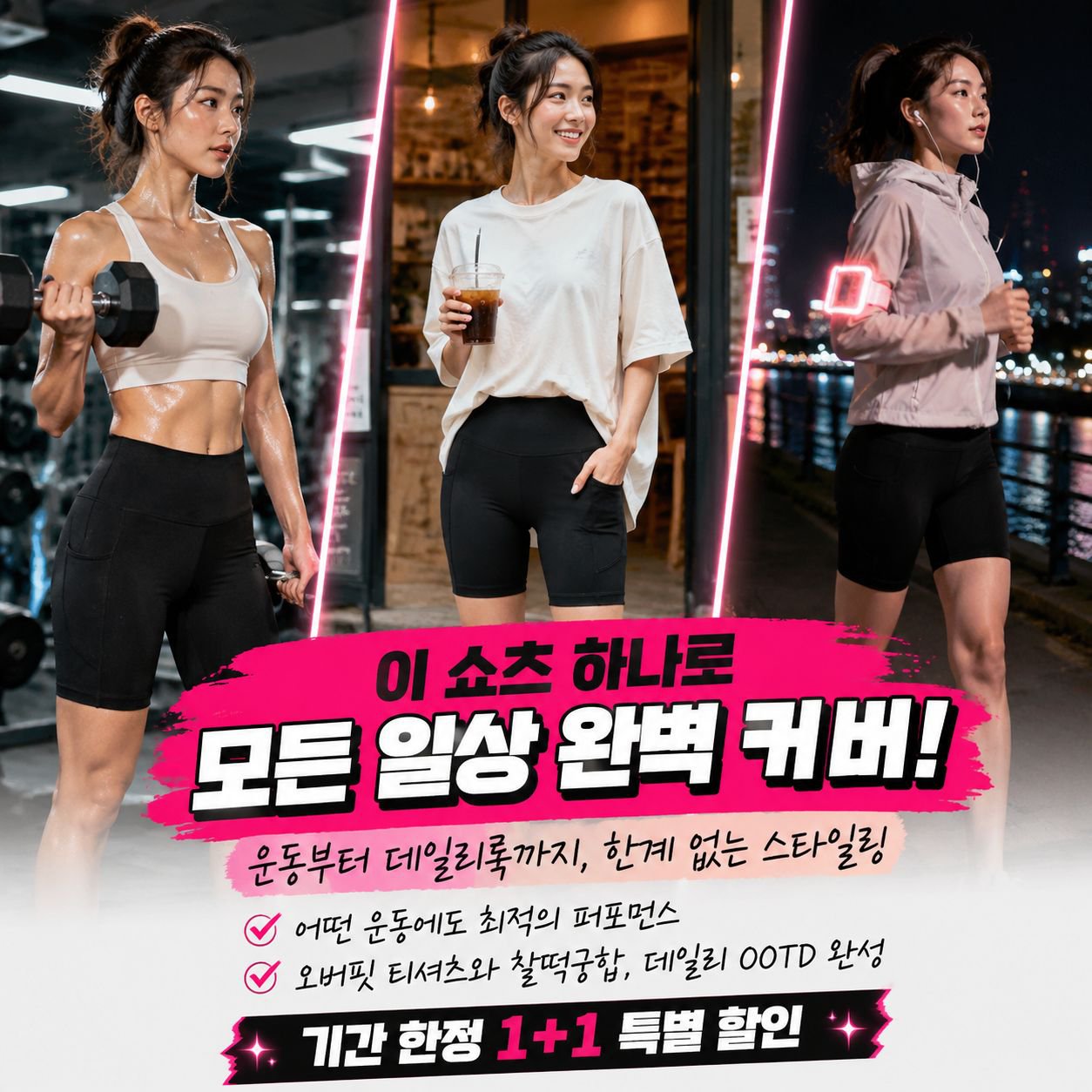 여성용 하이웨스트 요가 반바지 사이드 포켓
