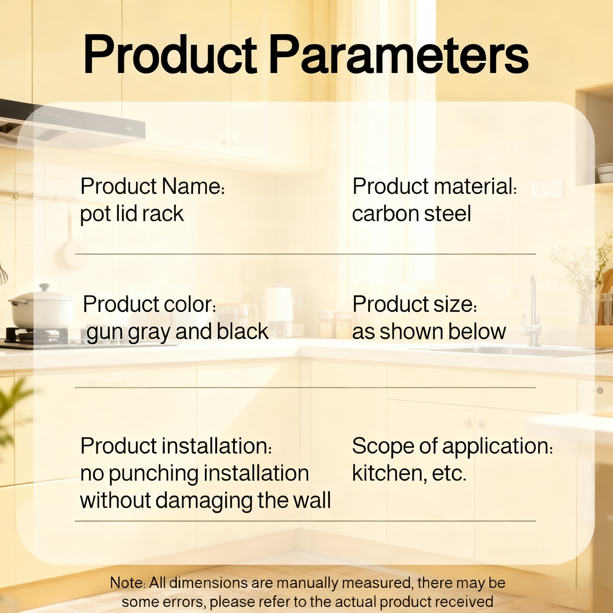 Wall-mounted No-drill Pot Lid Holder 