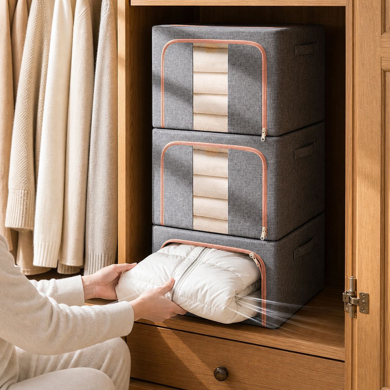 Household Cotton and Linen Storage Box, Large Foldable Organizer