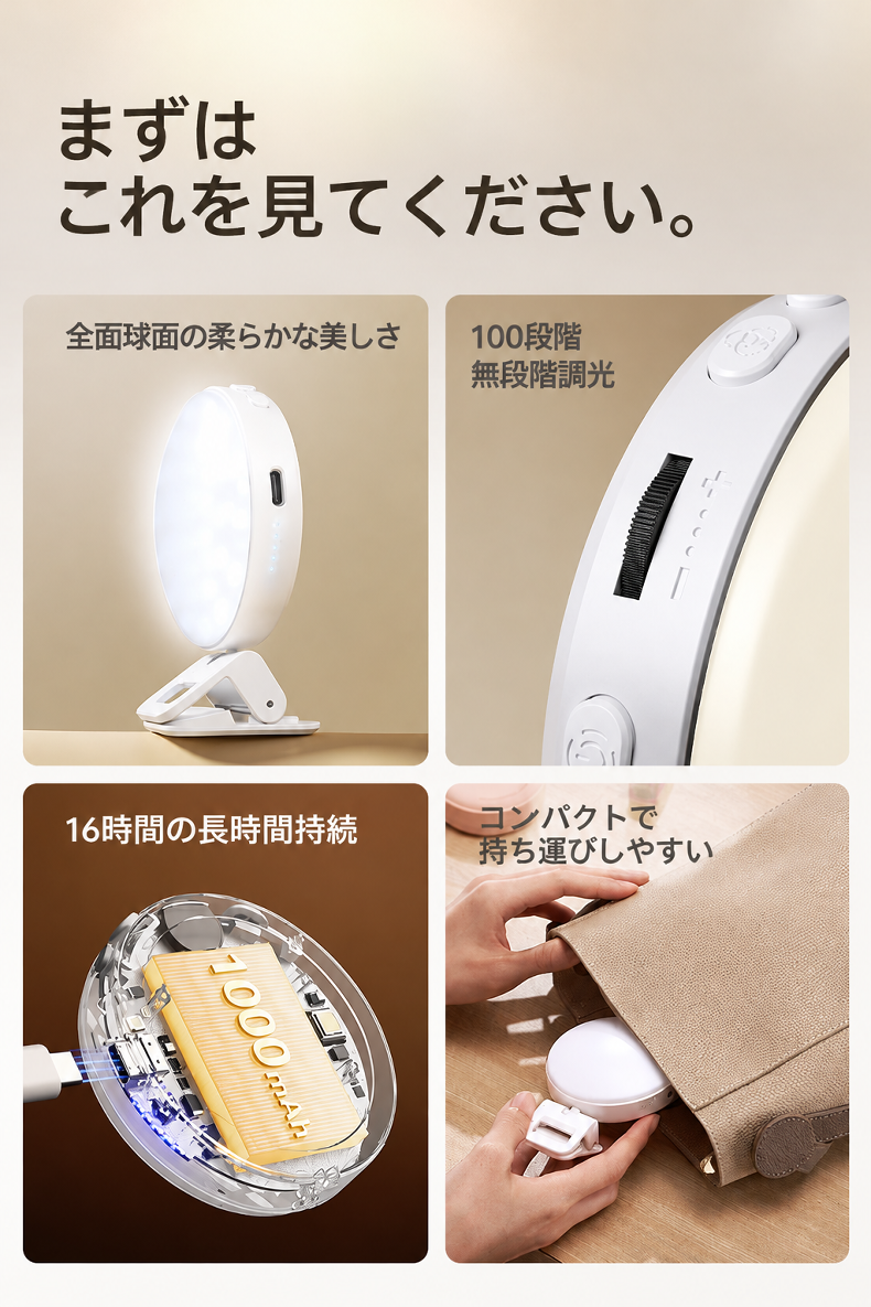 スマホに取り付けたJMYクリップオン補助ライト