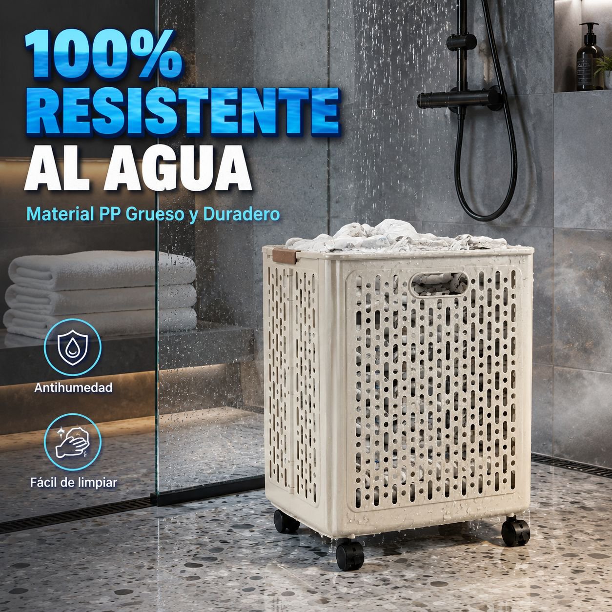 Cesta de ropa sucia plegable para baño