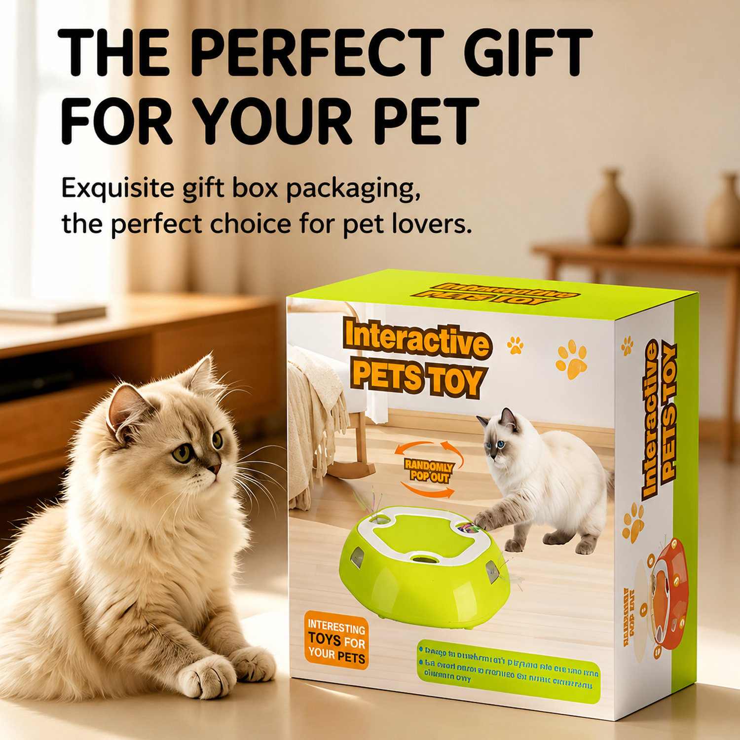 Electric retractable pet toy for cats, a multi-hole retractable toy for cats to play with and reliev