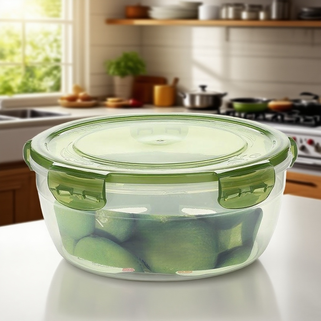 Plastová kulatá miska na jídlo, vhodná do mikrovlnky i lednice, uchovává čerstvost