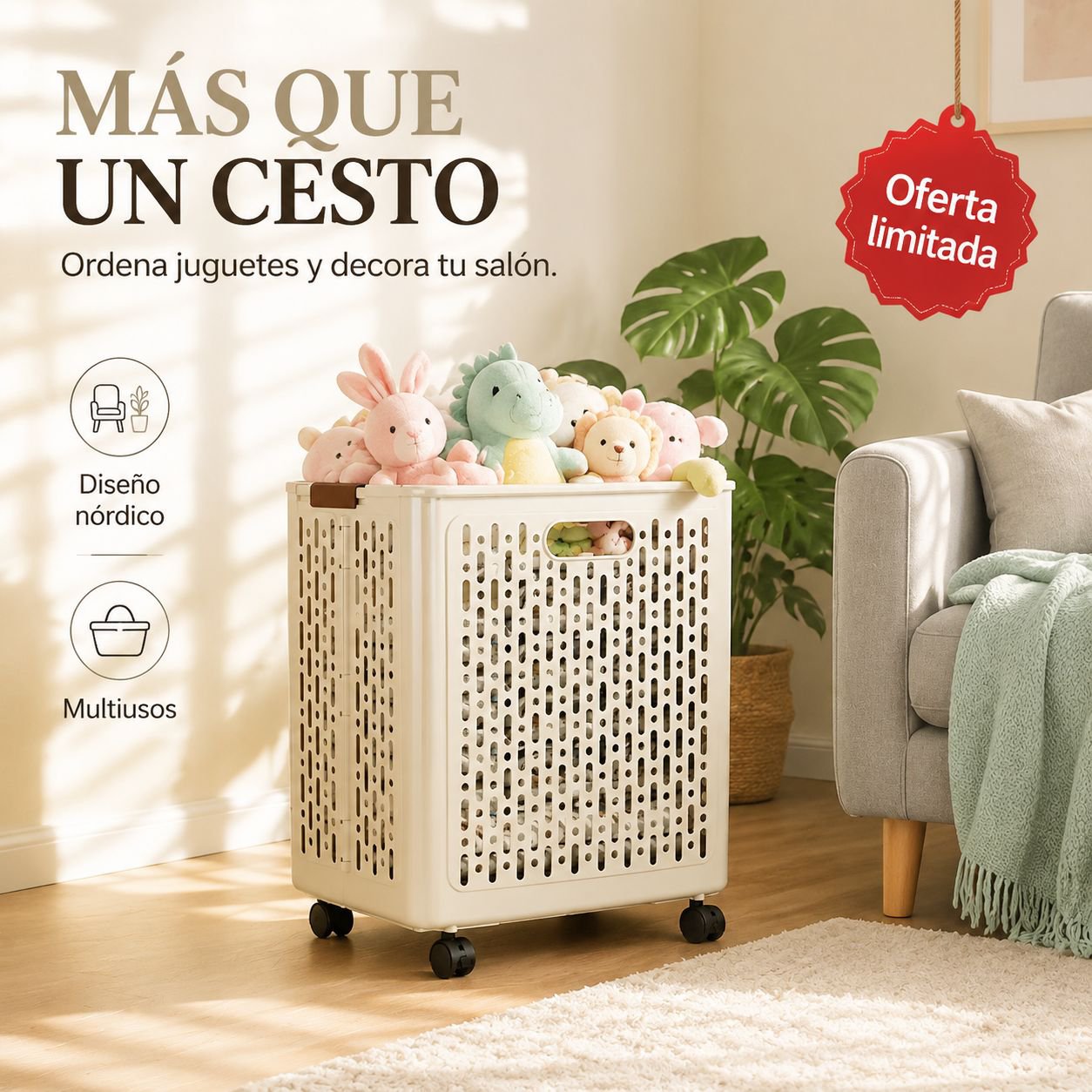 Cesta de ropa sucia plegable para baño