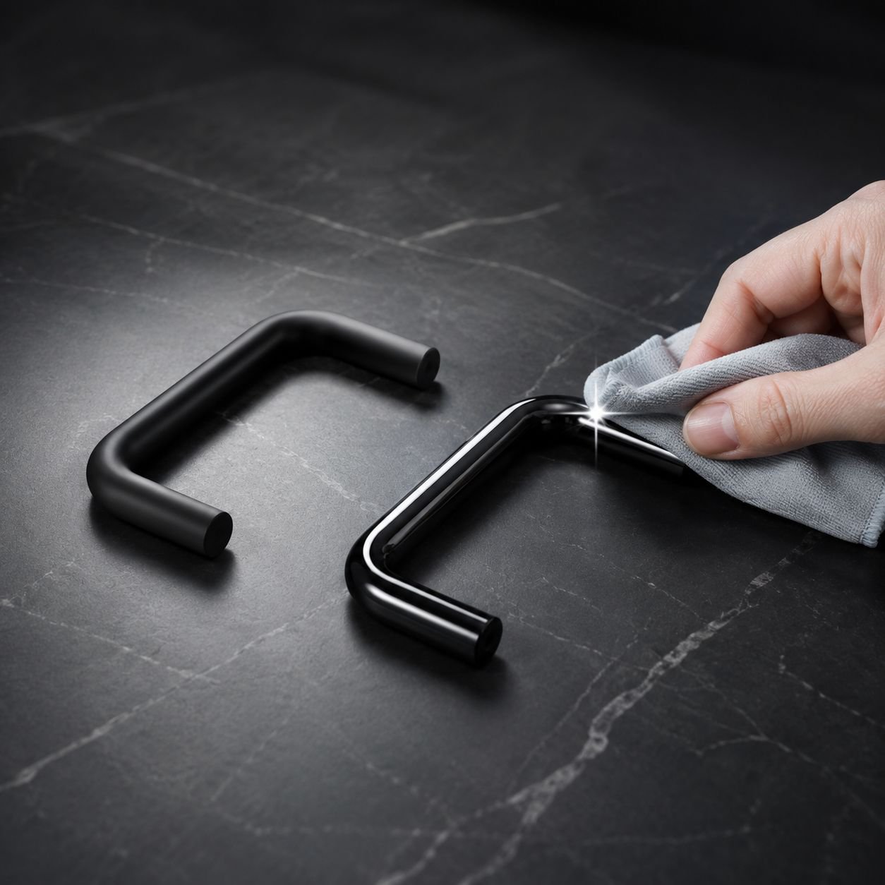 Durable Bakelite handle mounted on metal cabinet