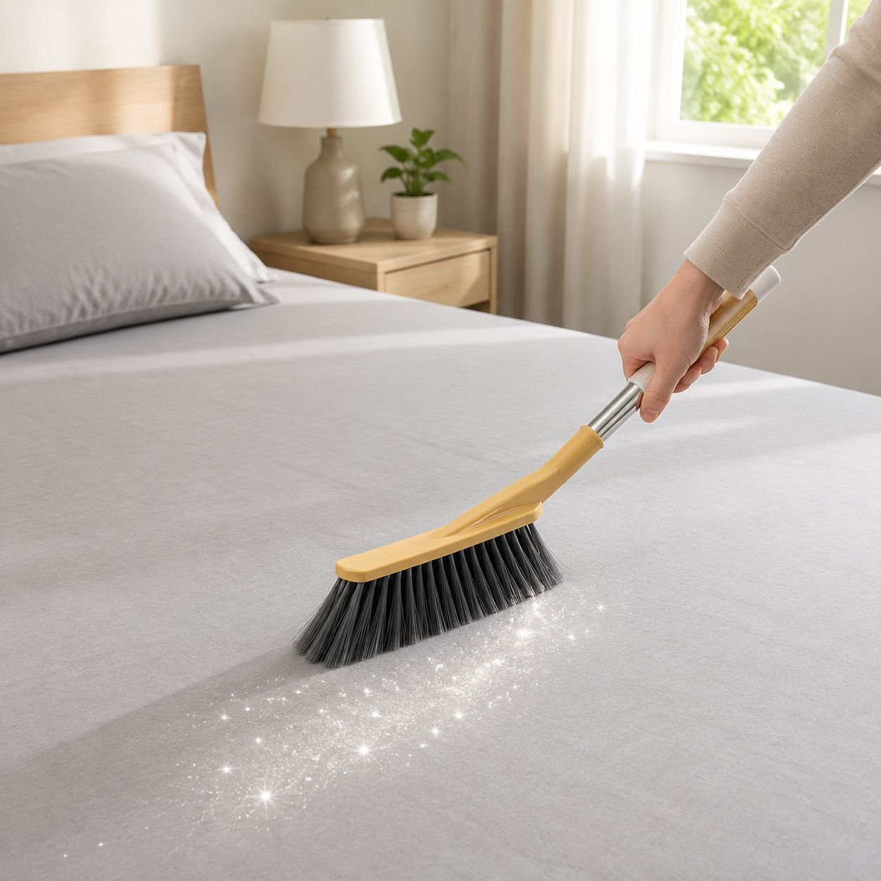 Stainless Steel Long Handle Bed Brush Household Cleaning Brush
